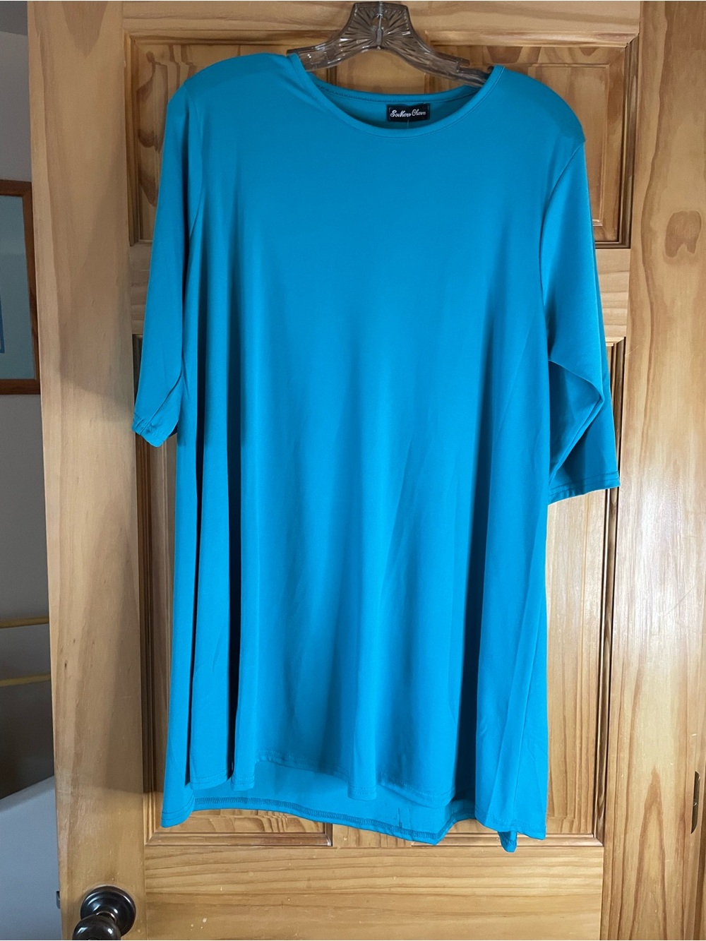 Sea Glass Tunic Top by Sandra Darren - Relaxed Short Sleeve